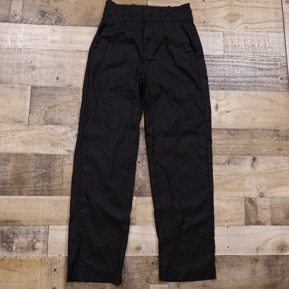 Evereve Brandi trousers women's 26 black linen blend high rise